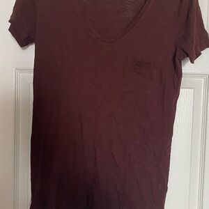 Madewell Deep Burgundy V-Neck Tee